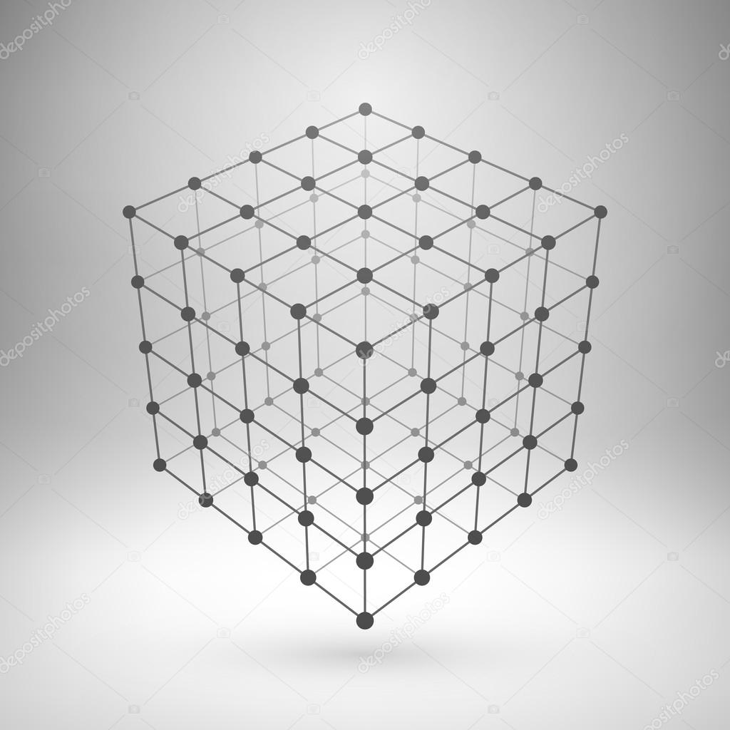 Wireframe mesh polygonal pyramid.