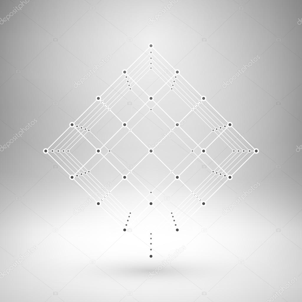 Wireframe mesh polygonal pyramid.