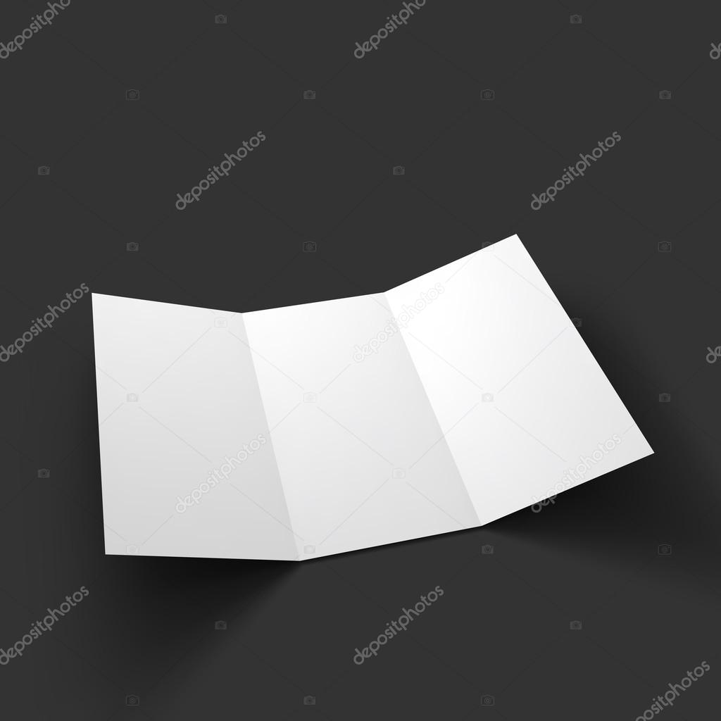 Blank trifold paper brochure mockup.