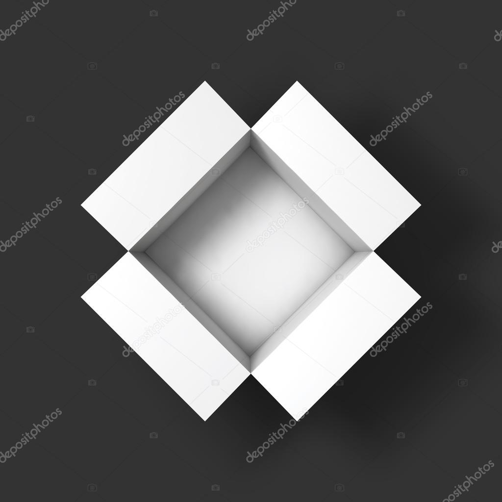 Open box mockup template. Top view.