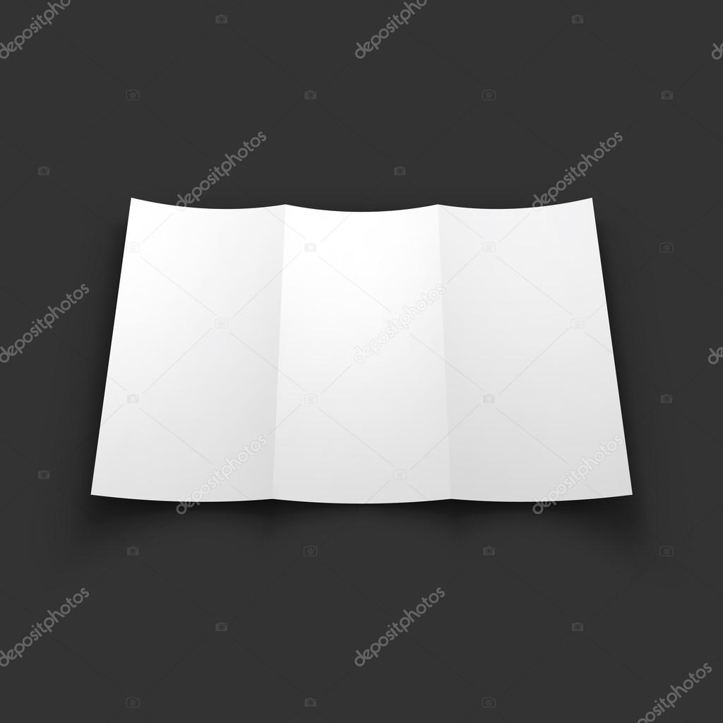 Blank trifold paper brochure mockup.