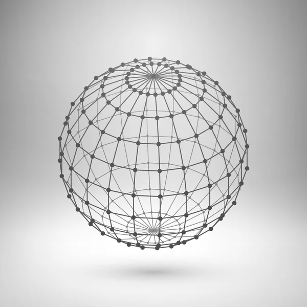 Drátěný pletivo polygonální koule. — Stockový vektor