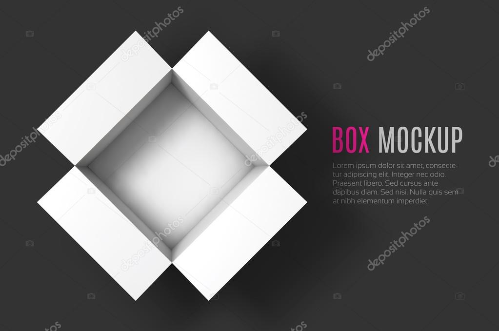 Open box mockup template. Top view.