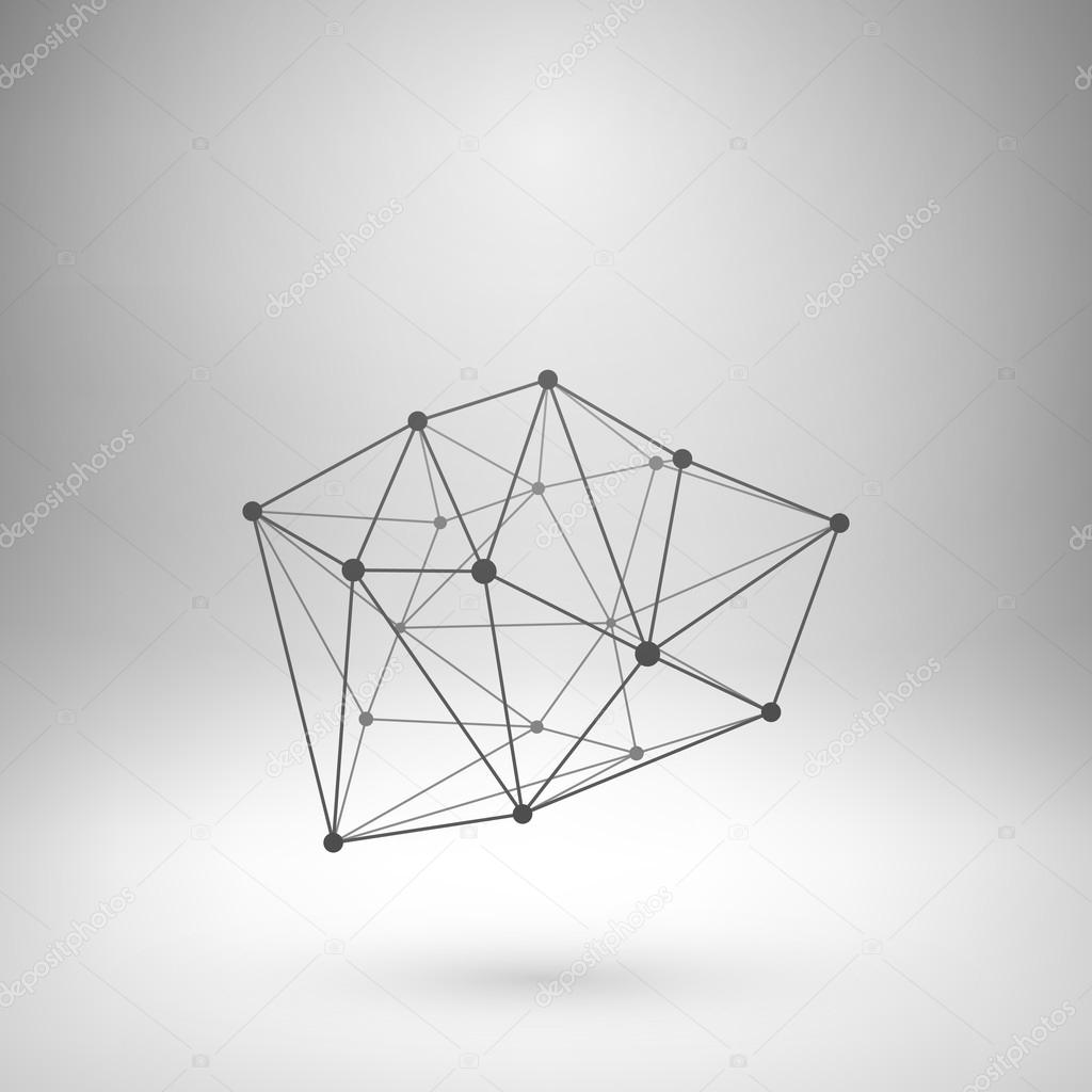 Wireframe mesh polygonal abstract form.