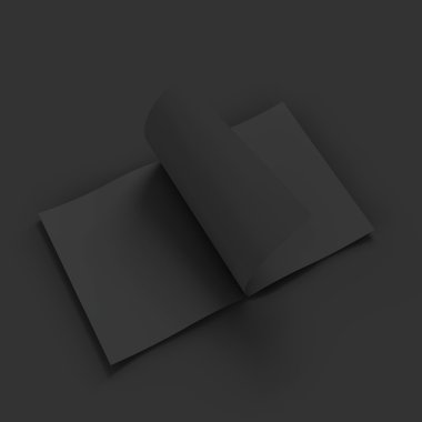 Siyah boş dergi yayılır. İş mockup şablonu.