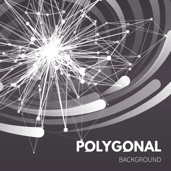 Polygonales Drahtgitter-Element. Stern mit verbundenen Linien und Punkten. — Stockvektor