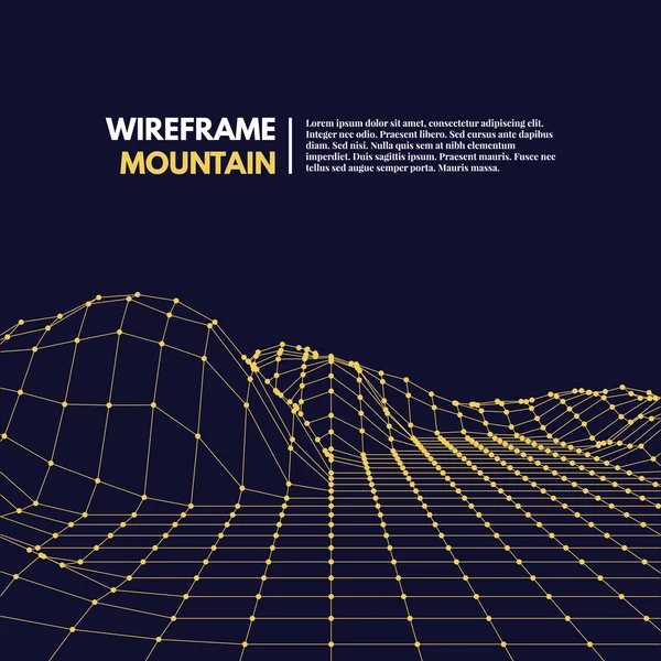 Superficie poligonal de malla Wireframe . — Vector de stock