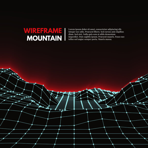 Wireframe mesh polygonal surface.