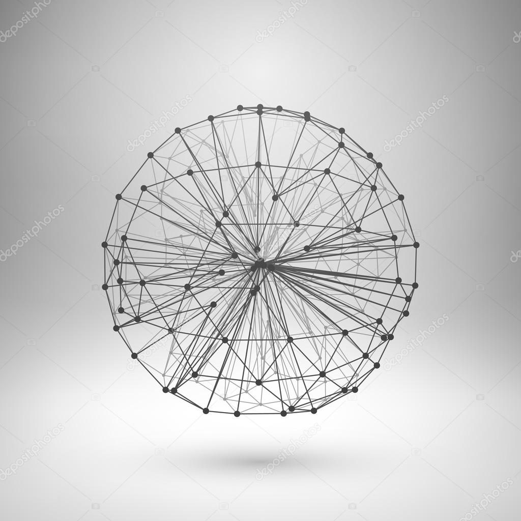 Wireframe mesh polygonal sphere.