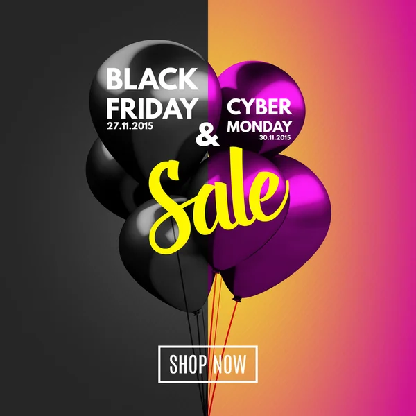Black Friday and Cyber Monday Sale concept background. — Stock Vector