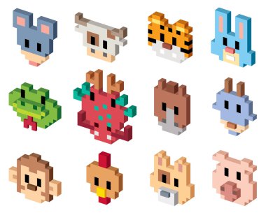 Hayvan karikatür piksel