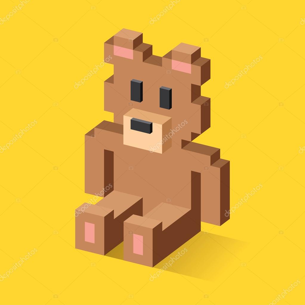 Pixel art illustration teddy bear. Pixelated teddy bear. cute teddy bear  doll pixelated for the pixel art game and icon for website and video game.  old school retro. 21587311 Vector Art at