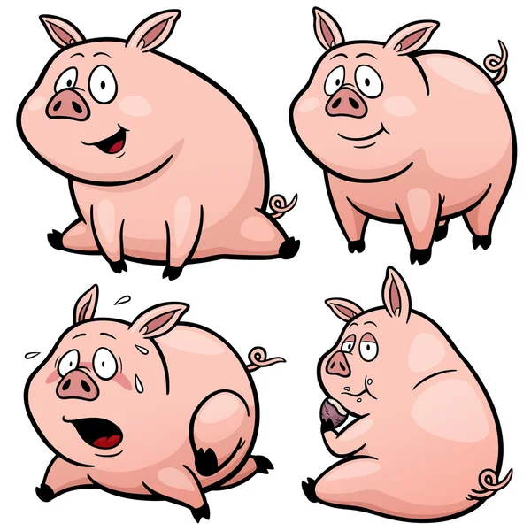 Personaje de cerdo de dibujos animados — Vector de stock