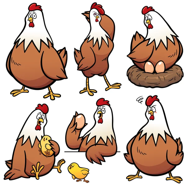 Personaje de gallina de dibujos animados — Vector de stock