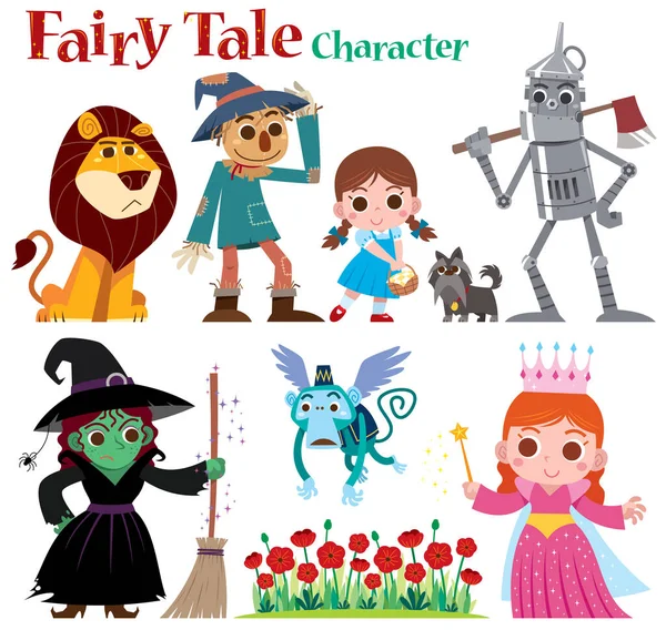Vector Illustration Cartoon Set Fairy Tales Characters — Stock Vector
