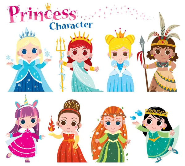 Boneca de princesa de desenho animado fofa delineada e colorida