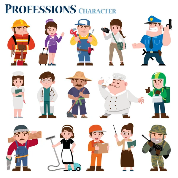 Ilustración Vectorial Personajes Dibujos Animados Profesiones — Vector de stock