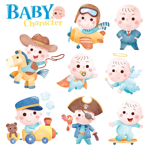 Ilustración Vectorial Del Personaje Del Bebé Dibujos Animados Lindo Bebé — Vector de stock