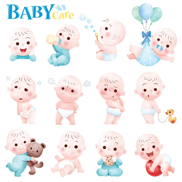 Vector Illustration Cartoon Baby Character 약자이다 귀여운 — 스톡 벡터