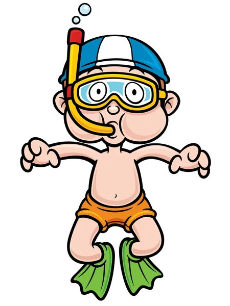 Snorkeling kid — Stock Vector