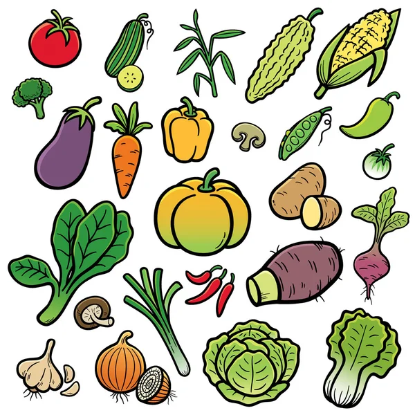 Juego de verduras — Vector de stock