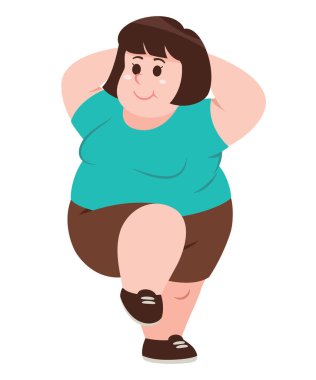 Çizgi film Aşırı kilolu kadın diz kaldırma egzersizi