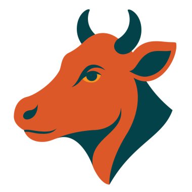 Çin Zodiac Tasarımı için Biçimli Öküz Başı İllüstrasyonu