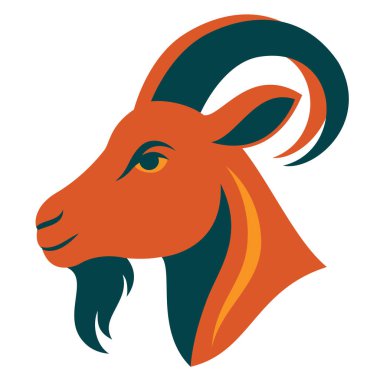 Düz Modern Vektör Biçimli Çin Zodiac Tasarımı Keçi Başı Çizimi
