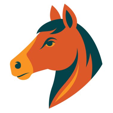 Düz Modern Vektör Tarzı Çin Zodiac Tasarımı Biçimli At Başı Çizimi