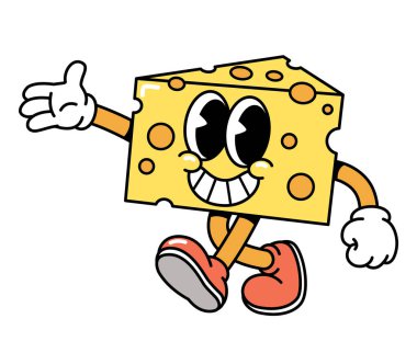 Cute Cartoon Cheese Character Walking