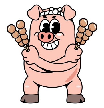 Şirin Domuz Çizgi Filmi Karakteri Et Şişleri Çizimi