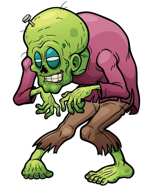 Dibujos animados Zombie verde — Vector de stock