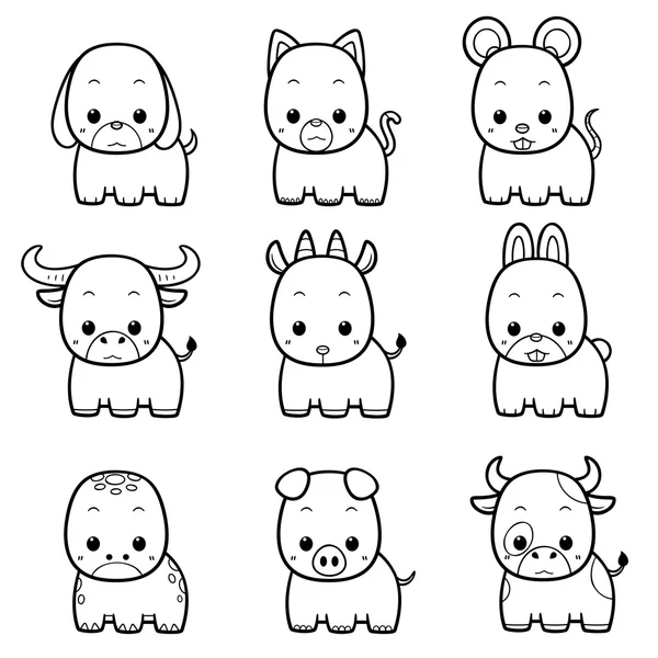 Dibujos animados animales conjunto — Vector de stock