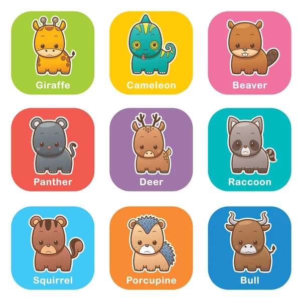 Dibujos animados animales conjunto — Vector de stock