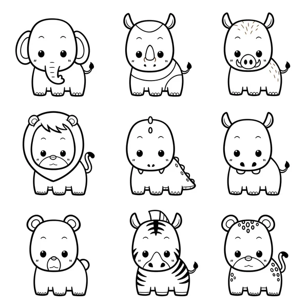 Desenhos animados conjunto animais —  Vetores de Stock