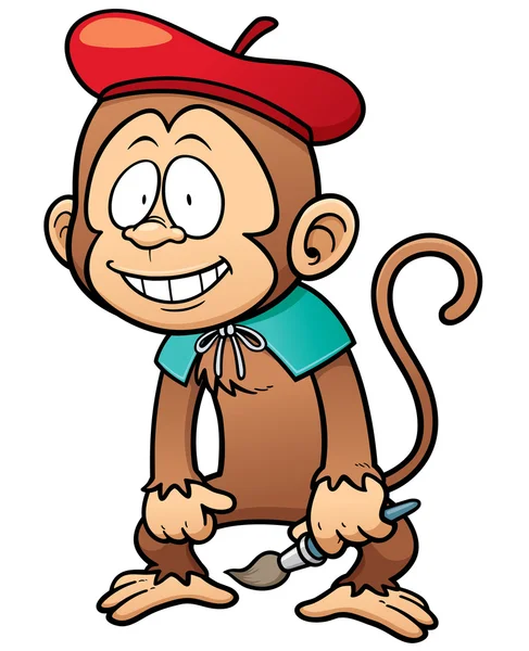 Cartoon Monkey kunstenaar — Stockvector