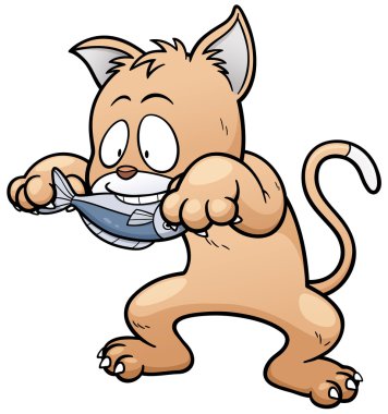 Karikatür kedi yemek