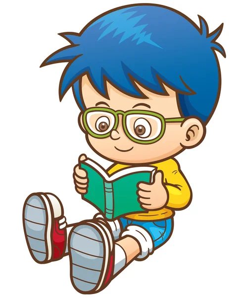 Kreskówka chłopiec czytanie — Wektor stockowy