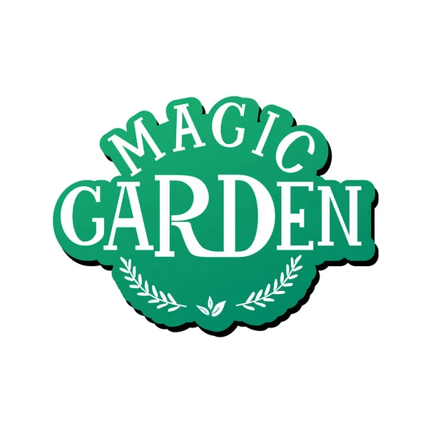 Magischer Garten. Schrift im ökologischen Stil — Stockvektor