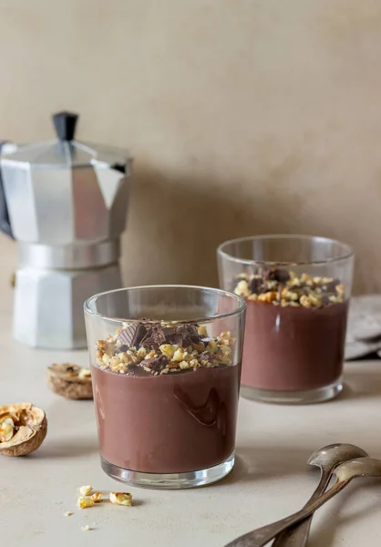 Chokladnötspudding Frukost Vegetarisk Mat Efterrätt — Stockfoto