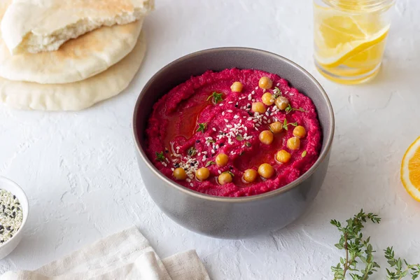 Бейт Гумус Сірій Чаші Здорова Їжа Вегетаріанська Їжа — стокове фото