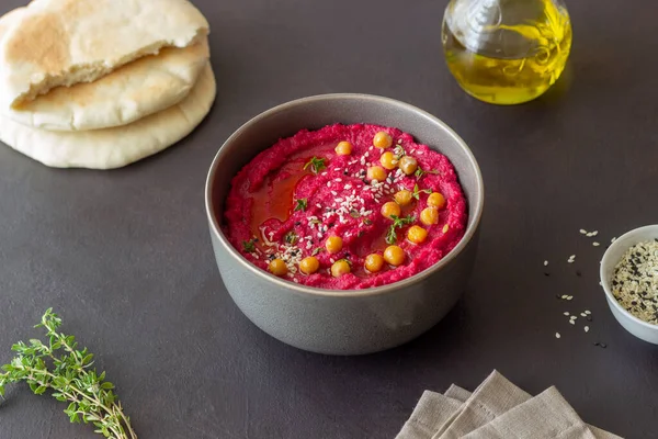 Бейт Гумус Сірій Чаші Здорова Їжа Вегетаріанська Їжа — стокове фото