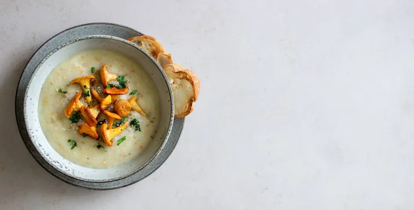 Сливовий Суп Грибами Шантеріями Здорова Їжа Вегетаріанська Їжа — стокове фото
