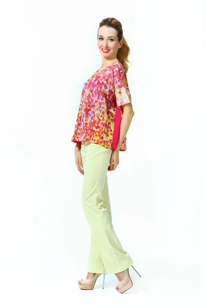 Bela mulher de negócios modelo de moda menina em calças de verão s — Fotografia de Stock