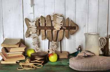 eski püskü şık iç köşe tarz Balık Restoran