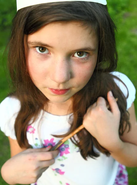 Preteen bella doratura in buona immagine strega — Foto Stock