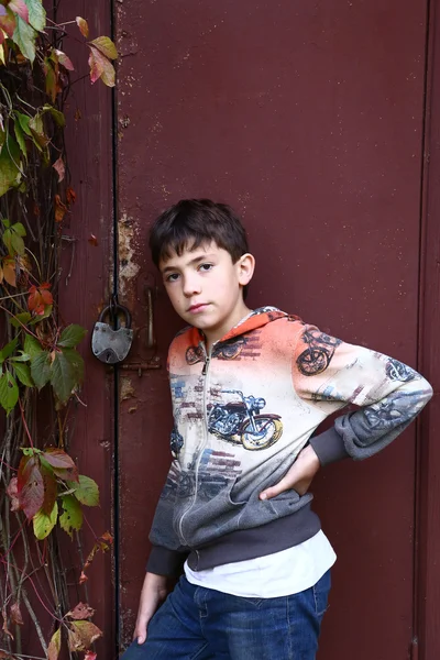 Schöner Junge im Freien Herbst Nahaufnahme Porträt — Stockfoto