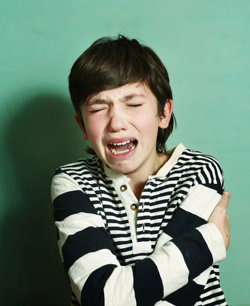 Boy teen crying have nervous emotional breakdown — Stock Photo, Image