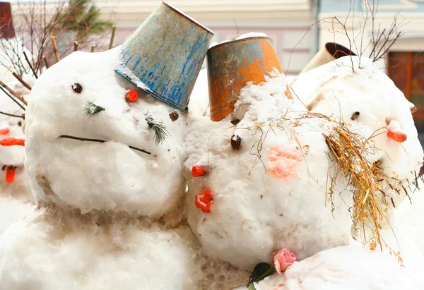 Muñeco de nieve el invierno al aire libre en la ciudad de Wisconsin —  Fotos de Stock