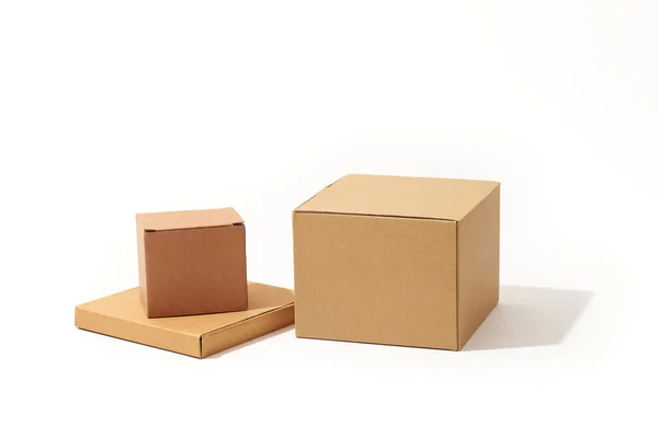 Different Shaped Cardboard Boxes Isolated White Background — Stock Photo, Image